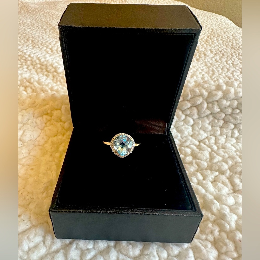 14K yellow gold Sky Blue Topaz ring